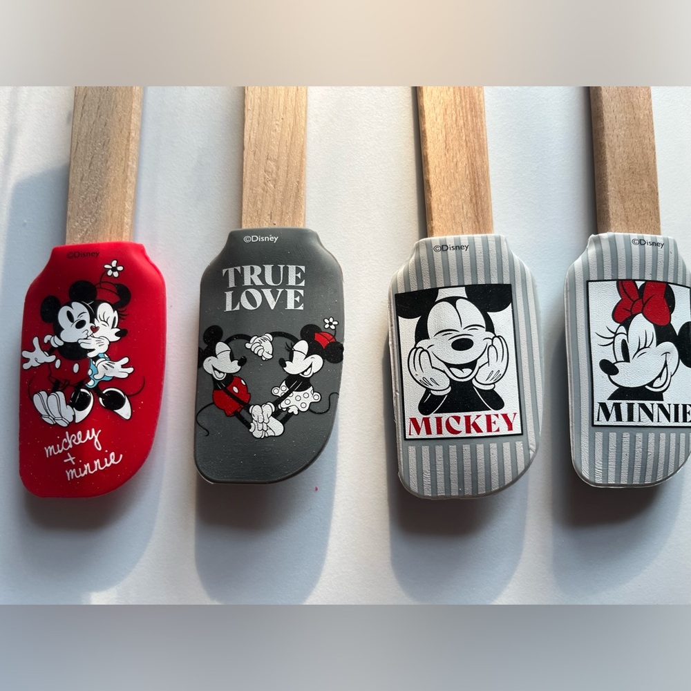 4 Disney Mickey and Minnie Mini Spatula Collection - Red, Black, Gray - Picture 2 of 4